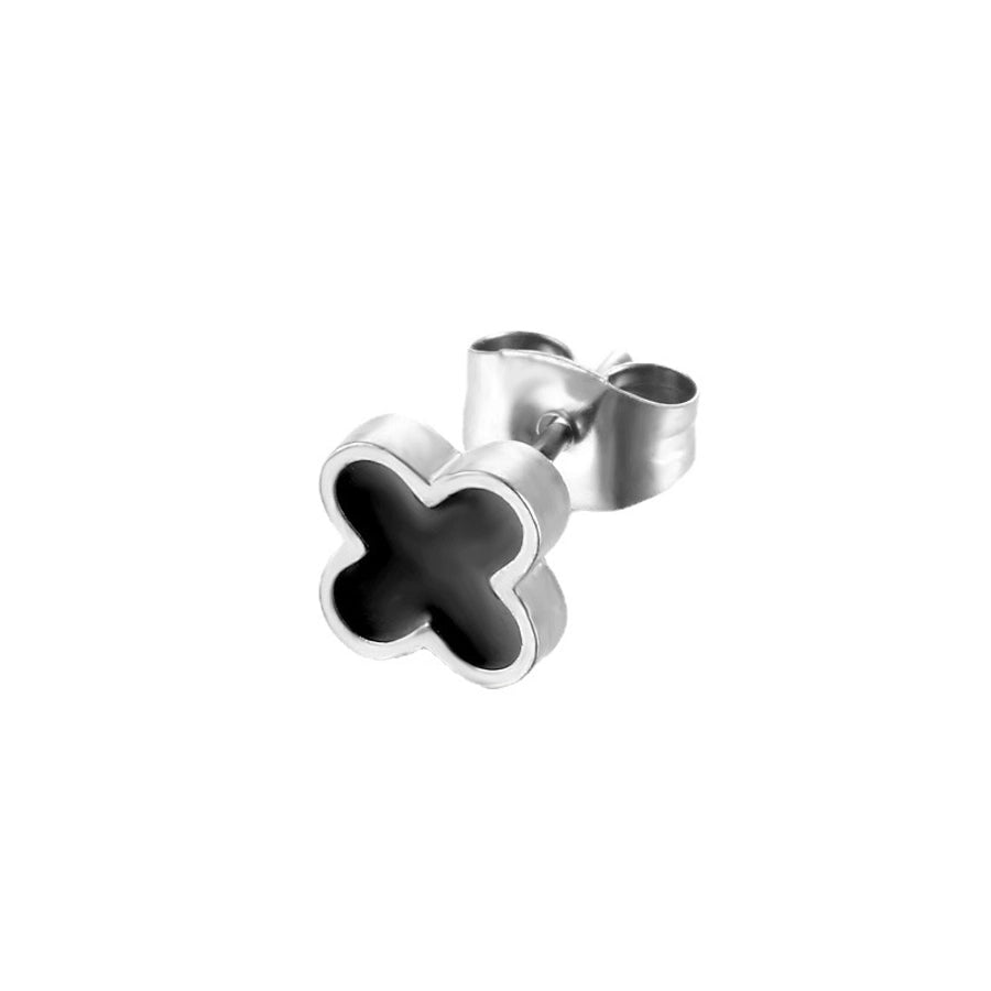 fashion four leaf clover stainless steel enamel ear studs 1 piece