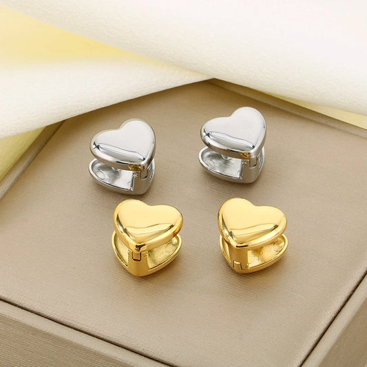 Heart Shape Stud Earrings [304 Stainless Steel,18K Gold Plated]