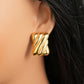 Lines Stud Earrings [304 Stainless Steel,18K Gold Plated]