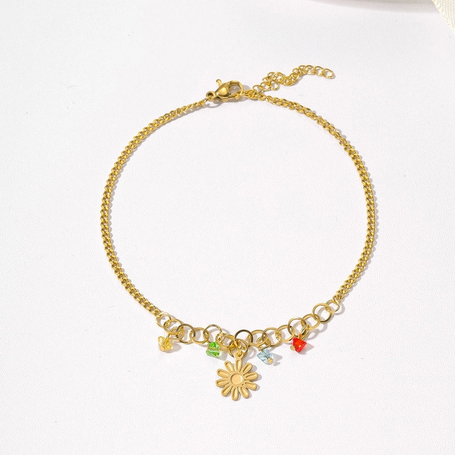 Artistic Flower Anklet [201 Stainless Steel, 18K Gold Plated]