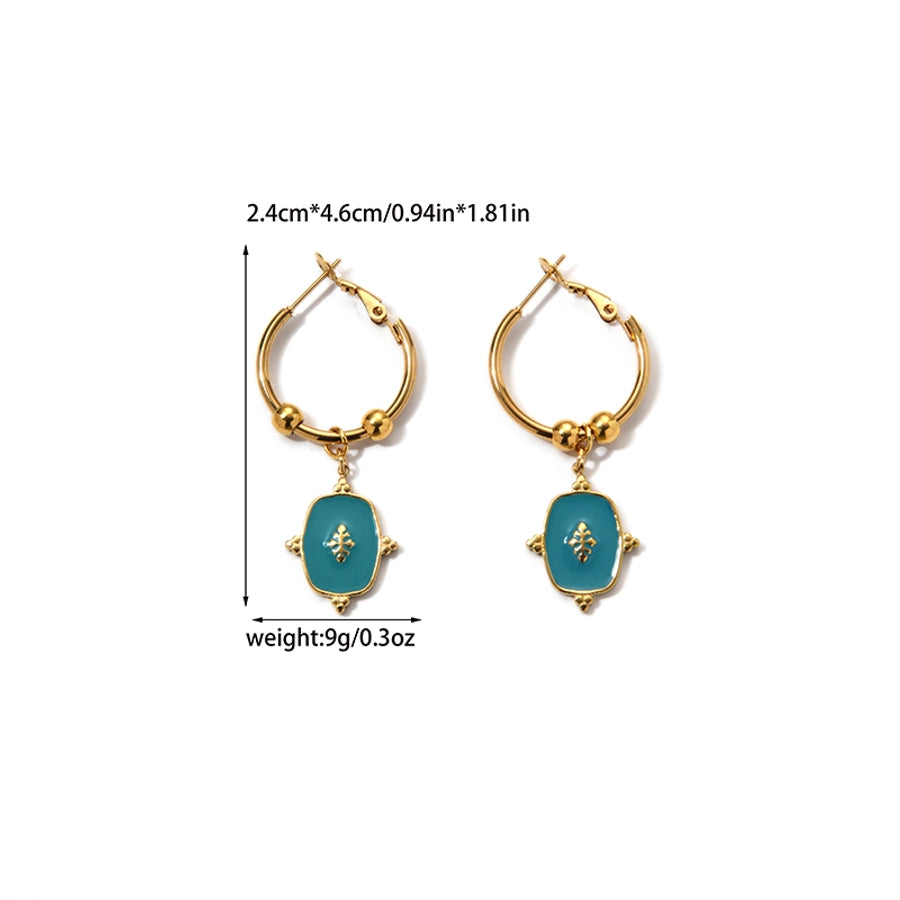 Roman Eye Enamel Zircon Drop Earrings [304 Stainless Steel,14K Gold Plated]