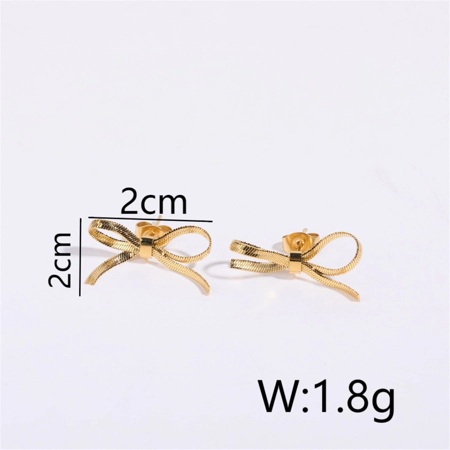 Bow Knot Bracelets/Earrings/Necklace  [304 Stainless Steel,18K Gold Plated]