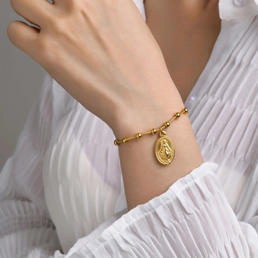 Saint Portrait Bracelet [201 Stainless Steel, 18K Gold Plated]