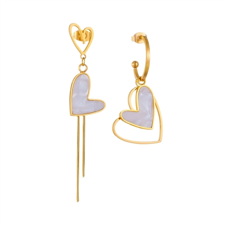 Heart Shape Acrylic 1Drop Earrings [304 Stainless Steel,18K Gold Plated]