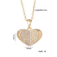 Zircon Heart Pendant Necklace  [304 Stainless Steel,Copper]