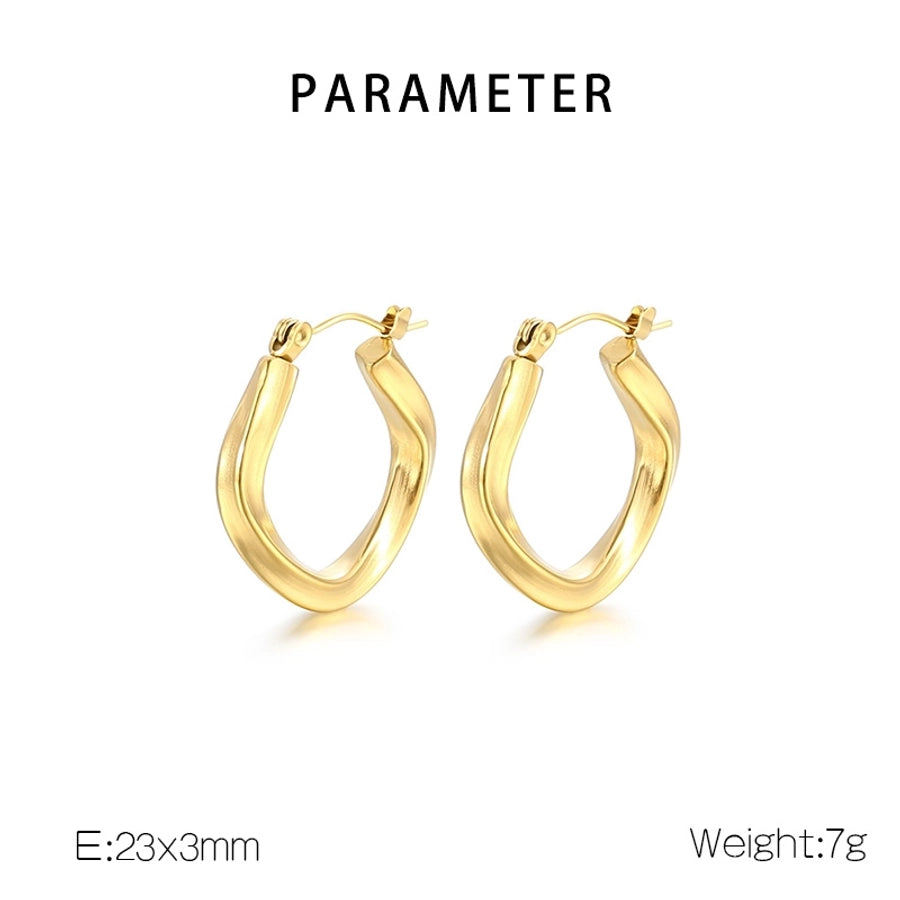 Twisted Hoop Earrings [304 Stainless Steel,18K Gold Plated]