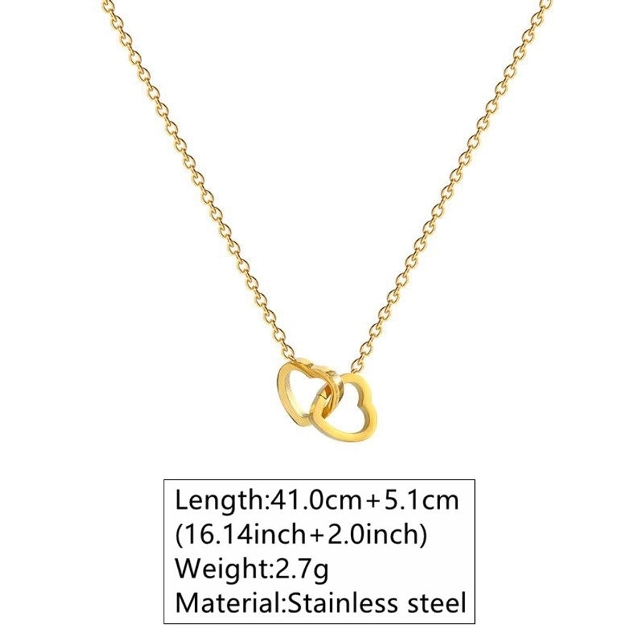 Connected Heart Necklace [304 Stainless Steel,18K Gold Plated]