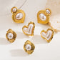 Round Square Heart Shape Pearl Earrings [304 Stainless Steel, 18K Gold Plated]