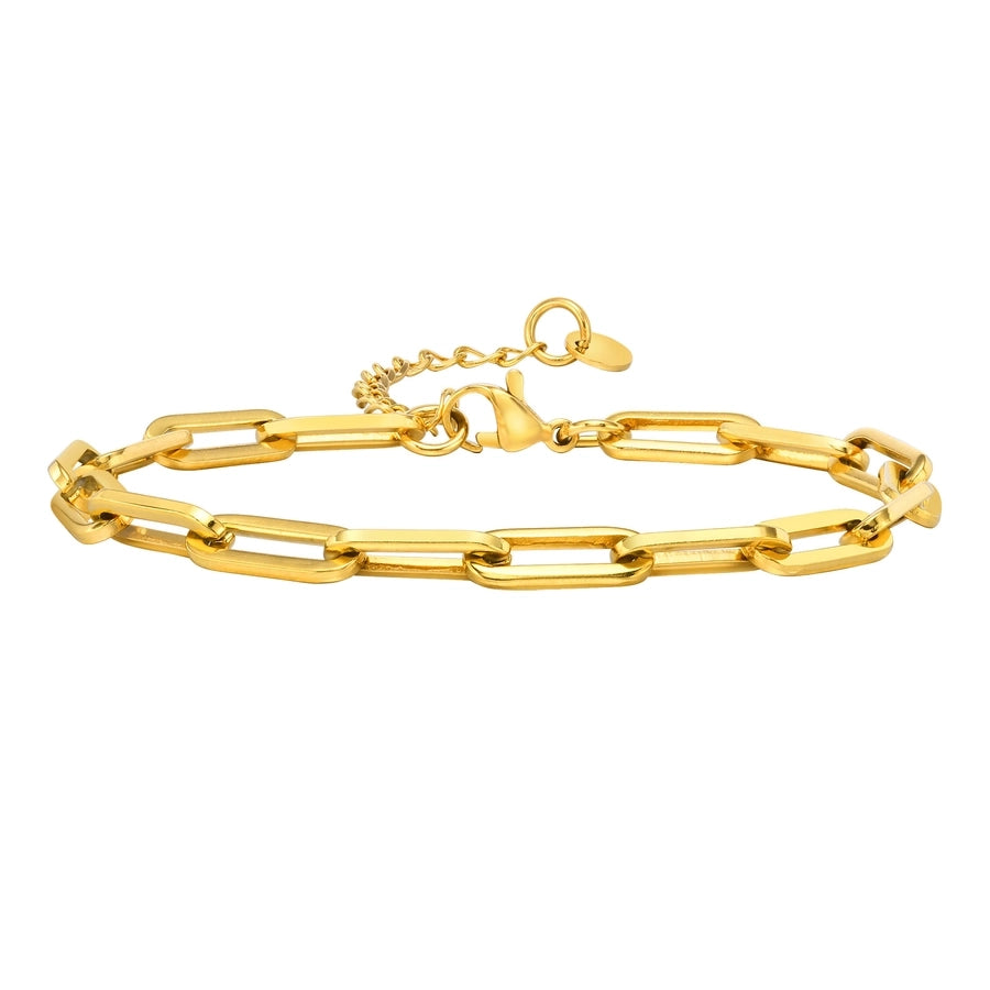 Rectangle Paperclip Chain Bracelet [Stainless Steel,18K Gold Plated]