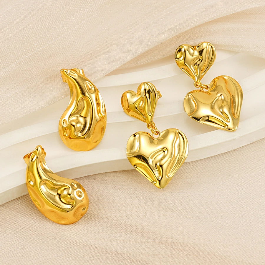 Pendientes de corazón/ agua [304 acero inoxidable, 18k dorado chapado]