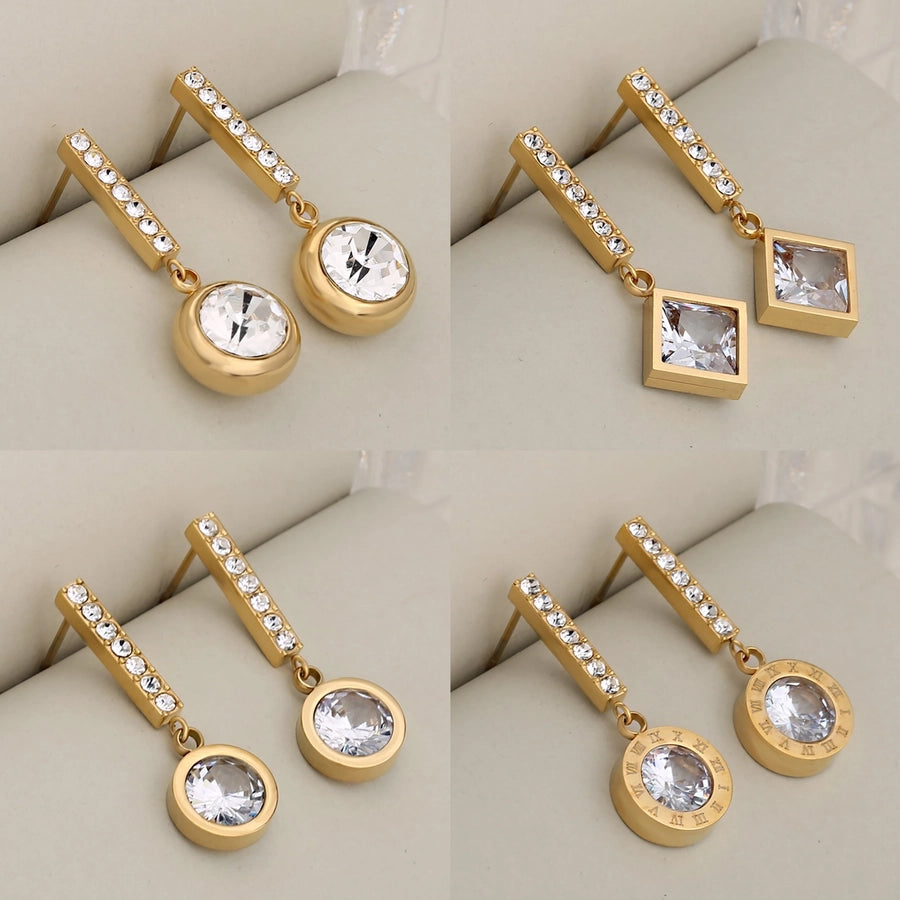 Shiny Round Plating Earrings [304 Stainless Steel,18K Gold Plated]