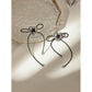 Heart Shape Bow Knot Wax Rope Earrings [304 Stainless Steel]