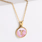 Pink Shell Letter Necklaces [304 Stainless Steel,18K Gold Plated]