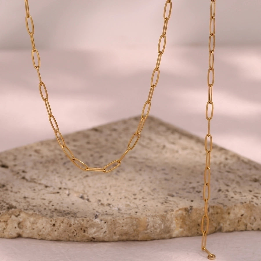 Paperclip Chain Necklace [304 Stainless Steel, 18K Gold Plated]