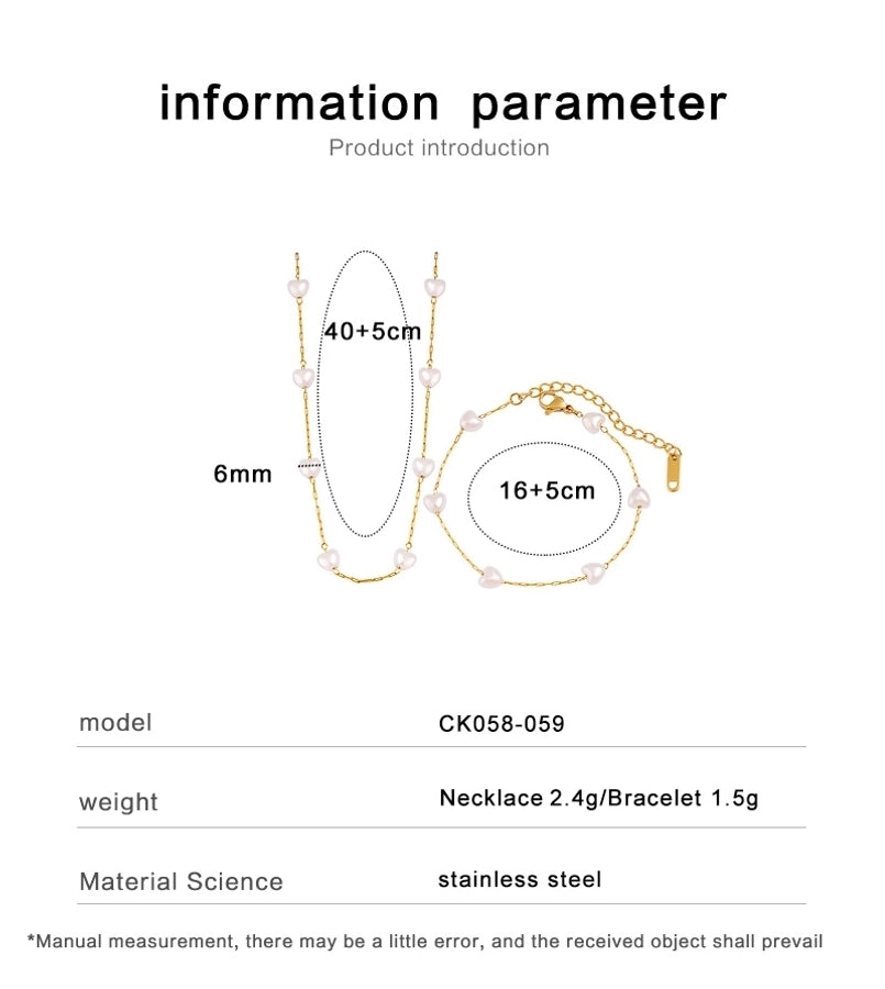 Pulseira/colar artificial de pérolas [304 aço inoxidável, peito de ouro de 18k]