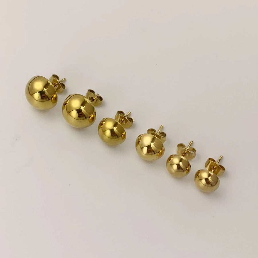 Ball Ear Studs [304 Stainless Steel,18K Gold Plated]