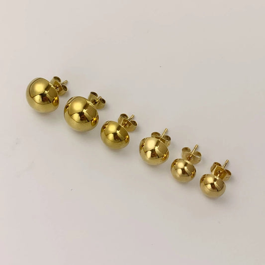 Ball Ear studs [304 rustfrit stål, 18k guldbelagt]