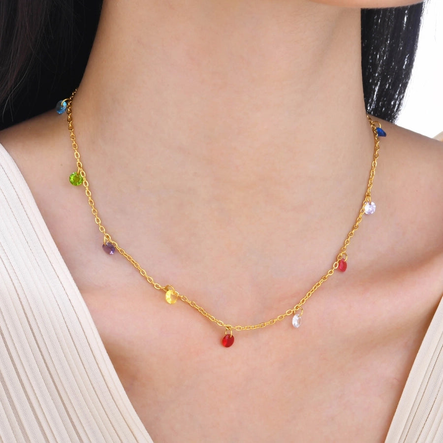 Collier de zircon ovale [304 en acier inoxydable]