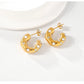 C Shape Small Pearl Earrings [304 Stainless Steel,18K Gold Plated]