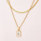 Letter RectanglePendant Necklace[304 Stainless Steel, 18K Gold Plated]