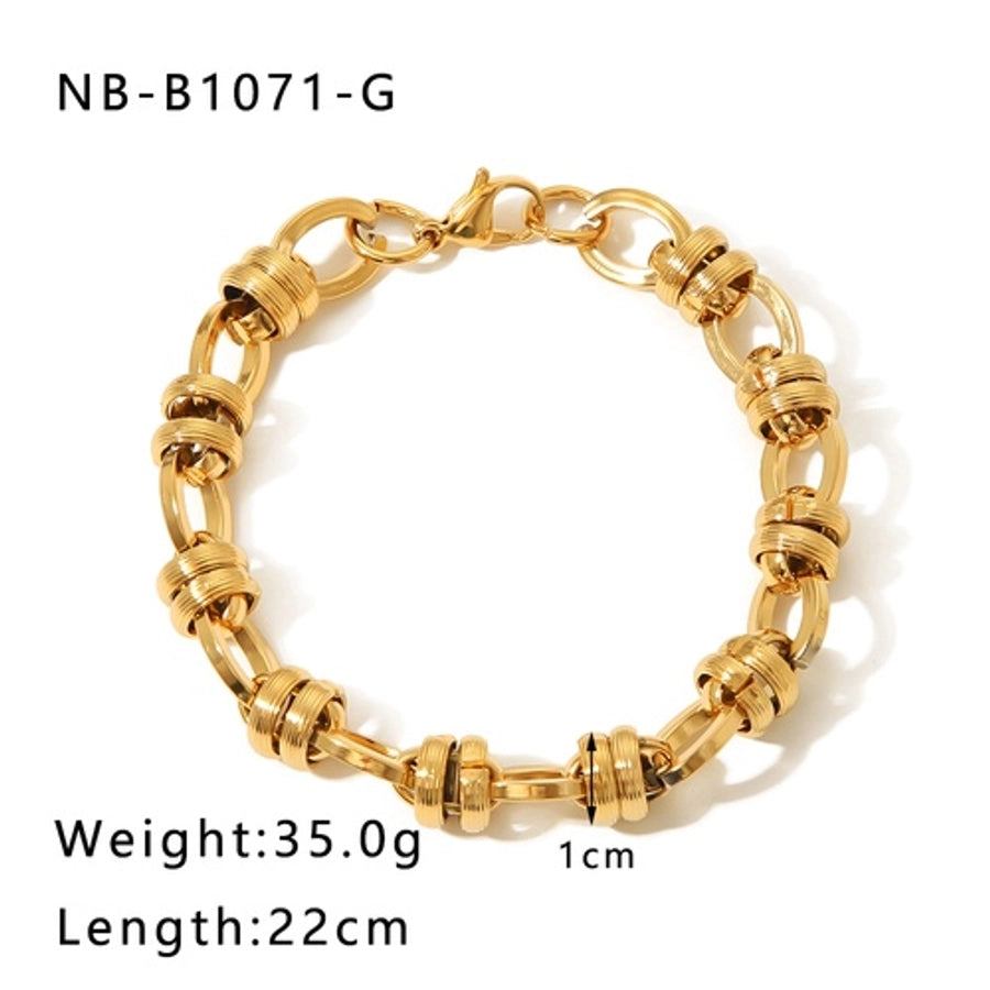 Mix Men Chain Bracelets [304 Stainless Steel 18K Gold]