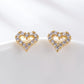 Hartvorm Rhinestone Oor Studs [304 roestvrij staal, 18K GOUD PLATED]