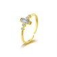 Square Zircon Open Ring [304 Stainless Steel, 18K Gold Plated]