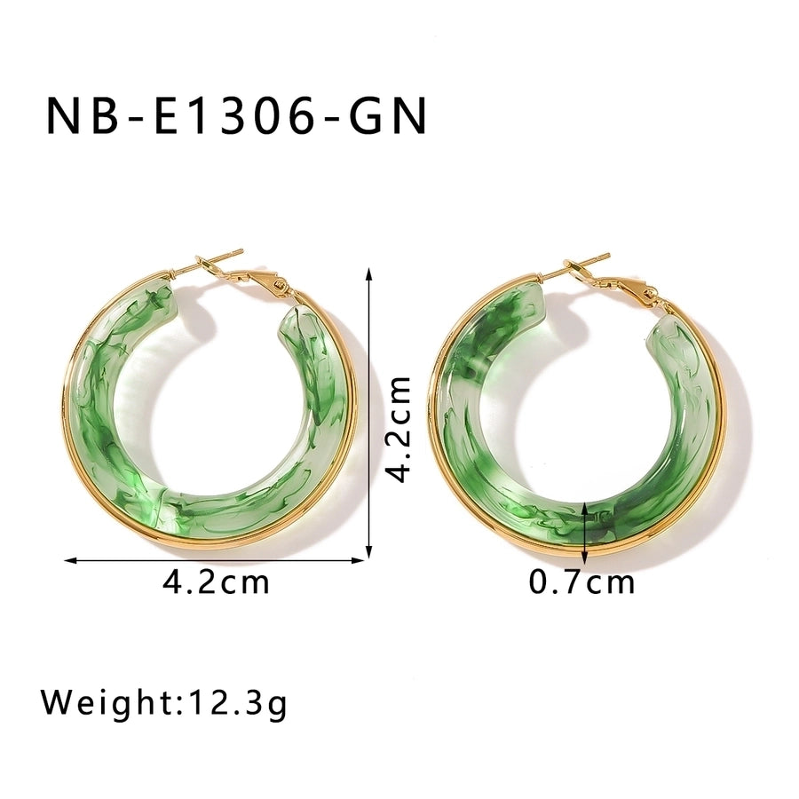 Circle Multicolor Earrings [304 Stainless Steel,18K Gold Plated]