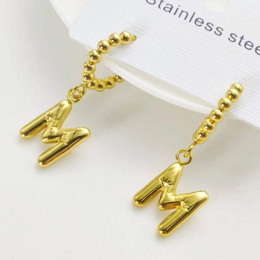 Letter Drop Earrings [304 Stainless Steel,18K Gold Plated]