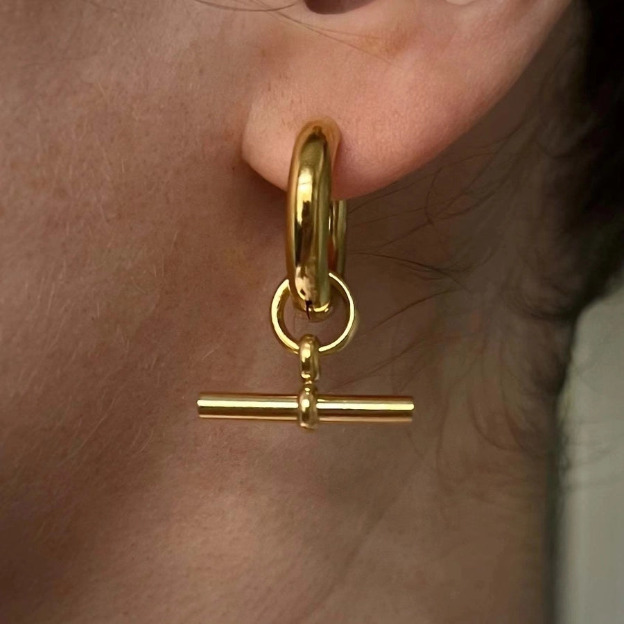 Retro Geometric Solid Color Removable Earrings [304 Stainless Steel,18K Gold Plated]