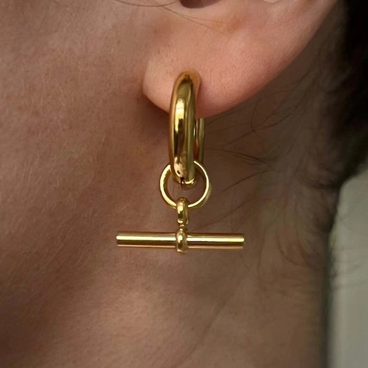 Boucles d'oreilles amovibles de couleur unie géométrique rétro [304 en acier inoxydable, 18k plaqués or]