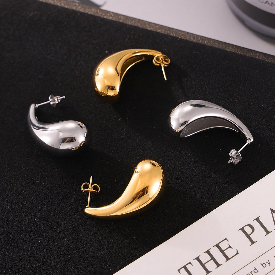 Water Droplets Earrings [304 Stainless Steel,18K Gold Plated]