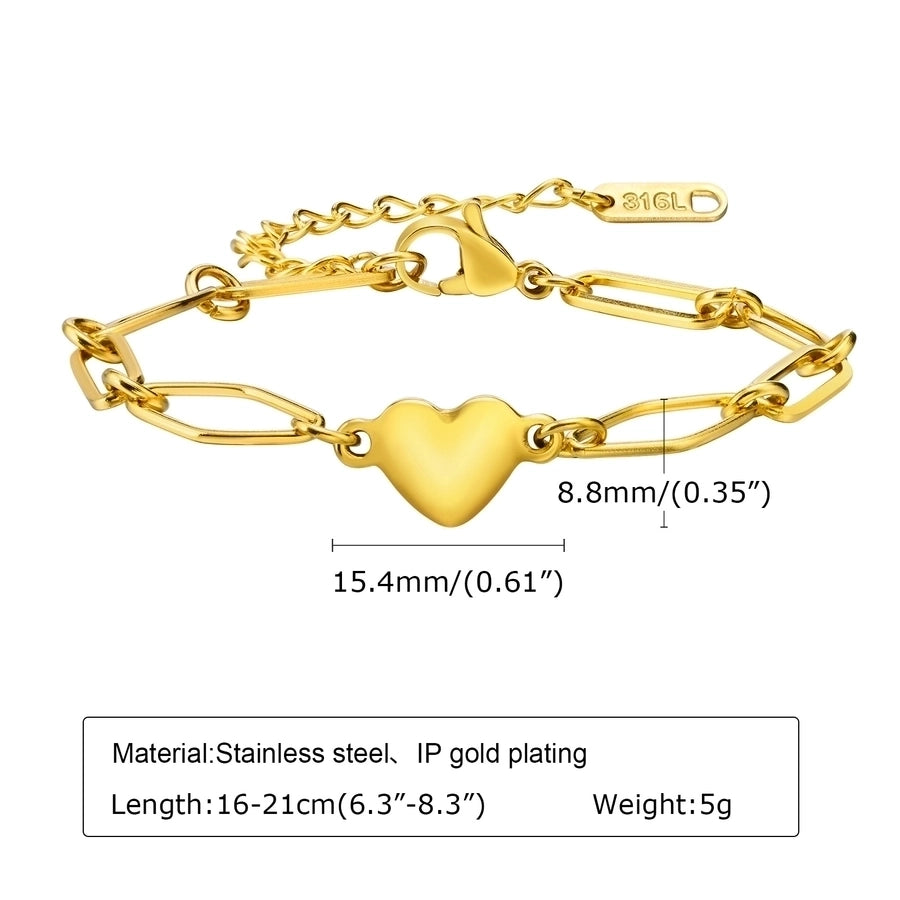 Heart Shape Bracelet/Necklace Chain [201 Stainless Steel,18K Gold Plated]