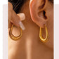 U Shape Lines Layered Earrings [304 Stainless Steel,18K Gold Plated]