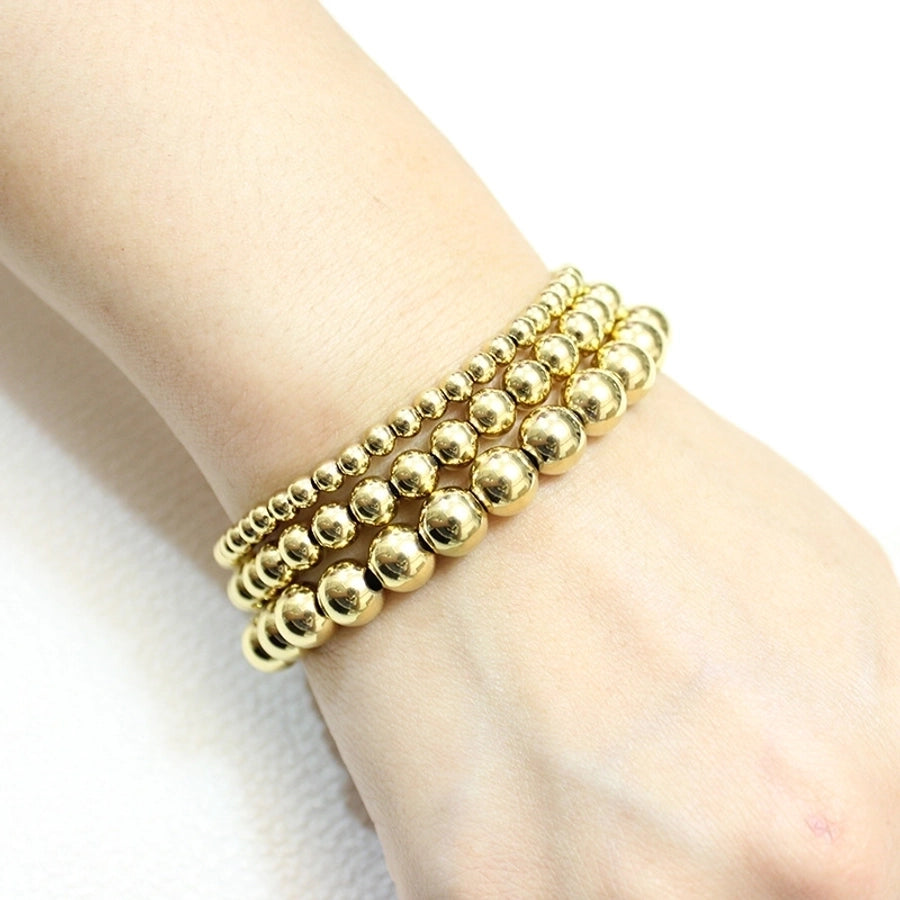 Elastic Beaded Bracelet [304 Stainless Steel, 18K Gold Plated]