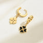 Black White Flower Acrylic Drop Earrings [201 Stainless Steel,18K Gold Plated]