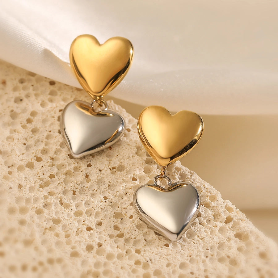 Drop Heart Shape Earrings [304 Stainless Steel]