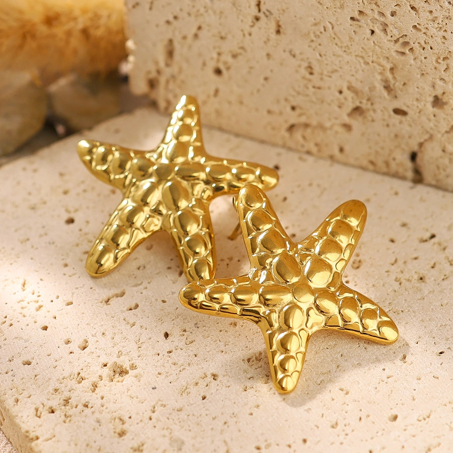 Big Starfish  Earrings [304 Stainless Steel, 18K Gold Plated]