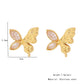 Jewelry IG Style Commute Geometric Butterfly 304 Stainless Steel Zircon 18K Gold Plated Inlay Earrings Necklace