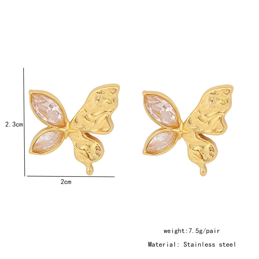 Gioielli in stile Ig Compito geometrico farfalla 304 in acciaio inossidabile zircone da 18k dollari intali oro