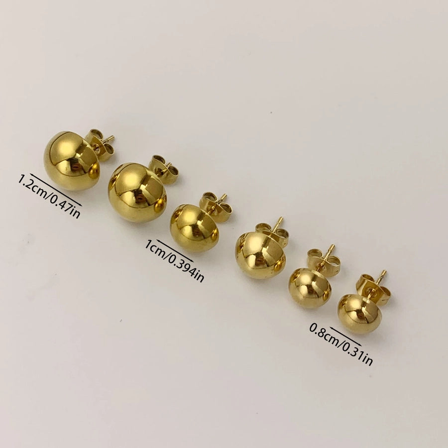 Ball Ear Studs [304 Stainless Steel,18K Gold Plated]