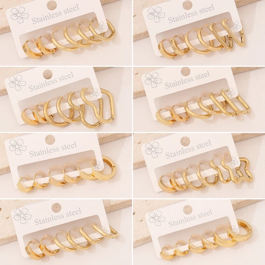 Gold Hoop Earrings [304 Stainless Steel, 18K Gold Plated]