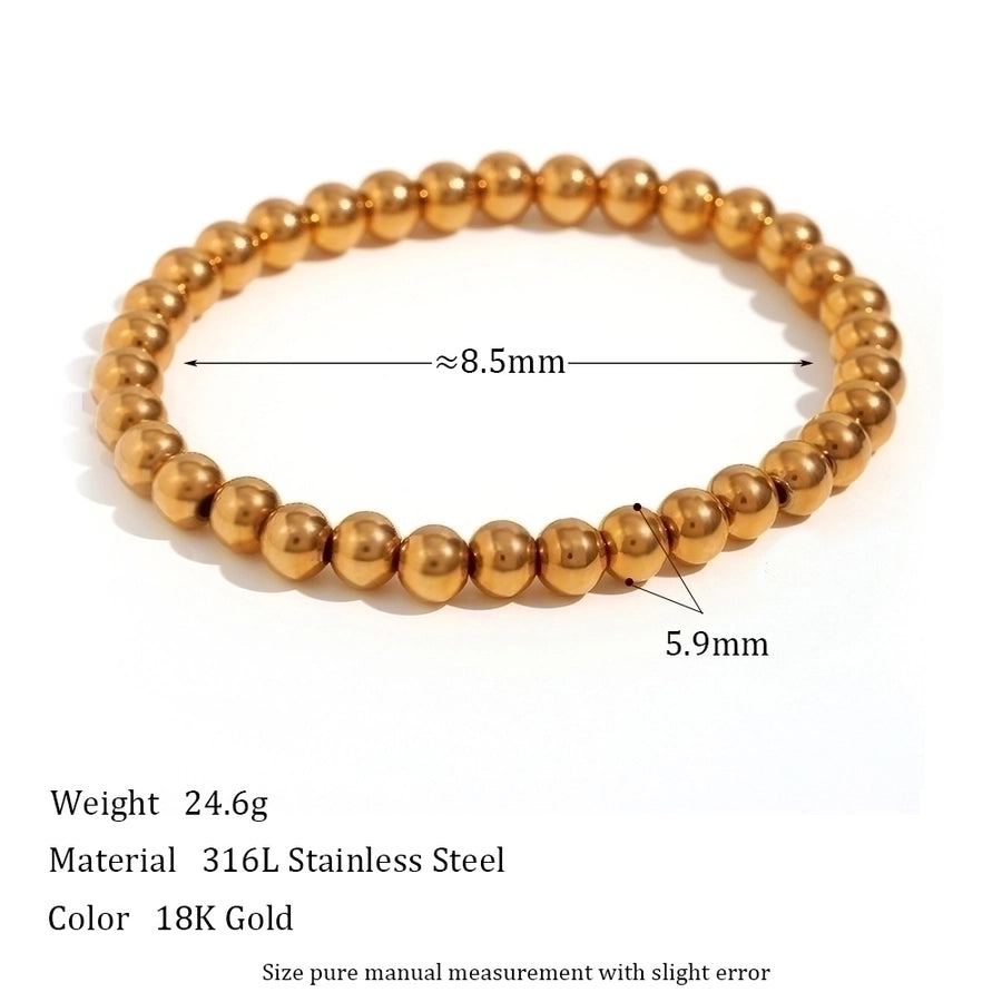 Elastic Beads Band Bracelet [304 Stainless Steel, 18K Gold Plated]