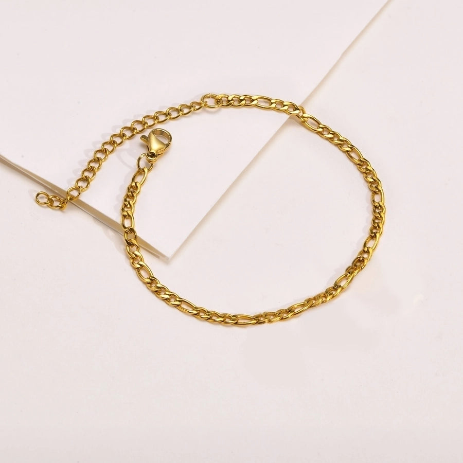 Thin Figaro Chain Bracelet [201 Stainless Steel, 18K Gold Plated]