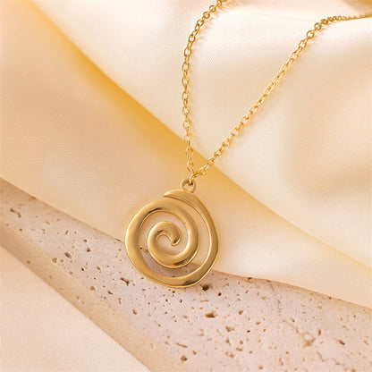 Spiral Necklace [304 Stainless Steel,18K Gold Plated]