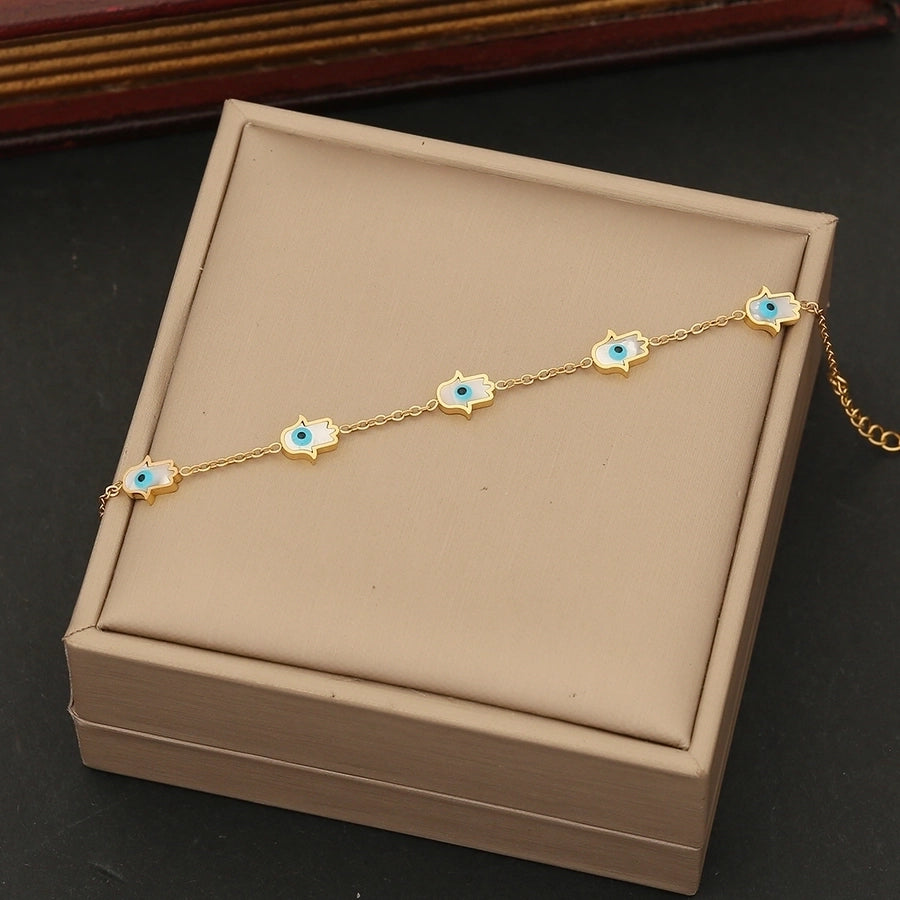 Star/Flower Eye Bracelets [304 Stainless Steel, 18K Gold Plated]