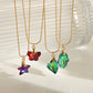 Star Heart Shape Butterfly Glass Necklace [304 Stainless Steel,18K Gold Plated]