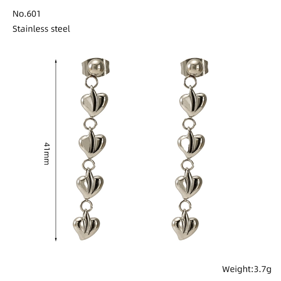 Multiple Heart Shape Drop Earrings [304 Stainless Steel,18K Gold Plated]