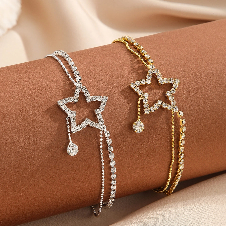 Star Rhinestones Anklet [304 Stainless Steel]