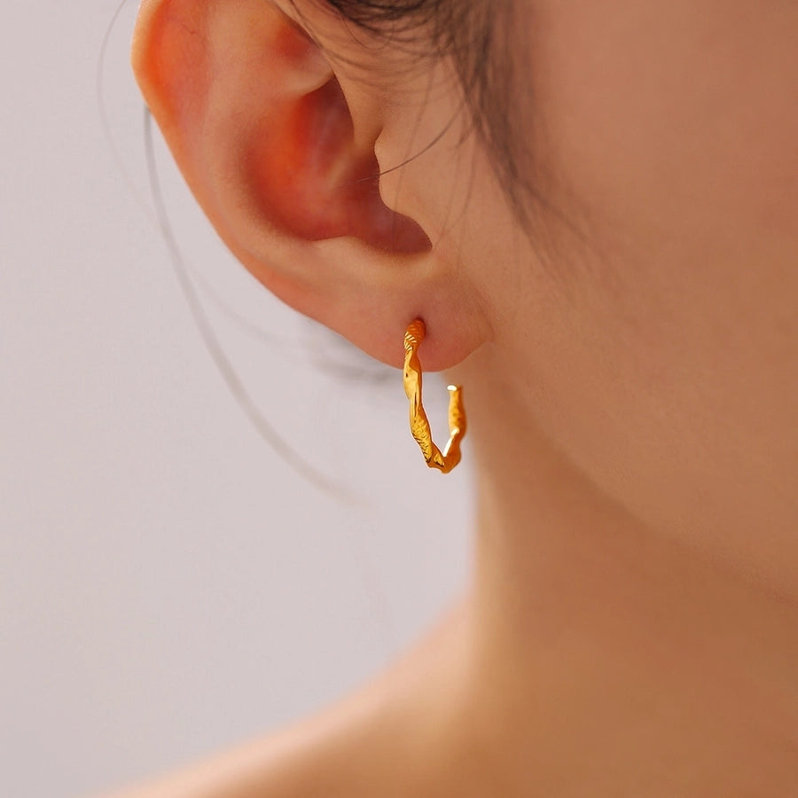 Twist Hoop Earrings [304 Stainless Steel,18K Gold Plated]